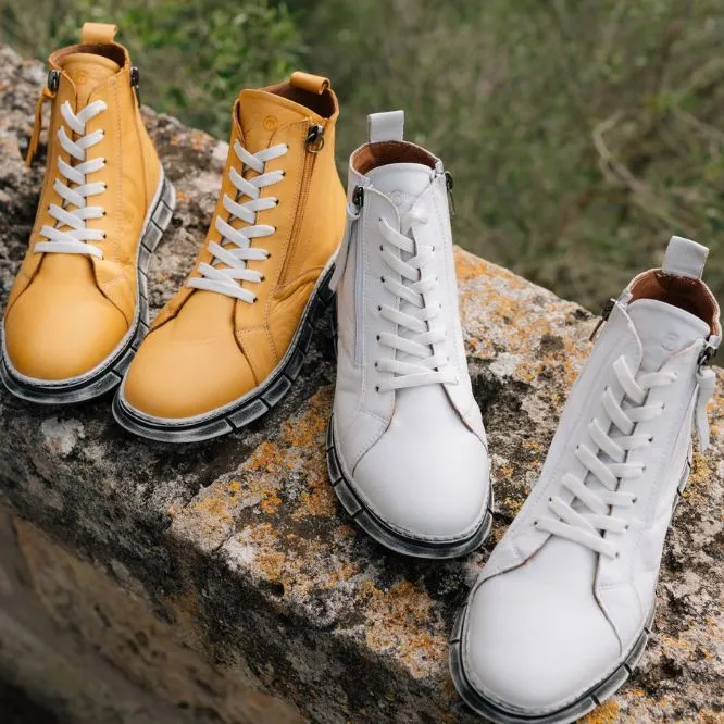 PS Schuhe Onlineshop mobil - Gelbe und weiße Sneaker High